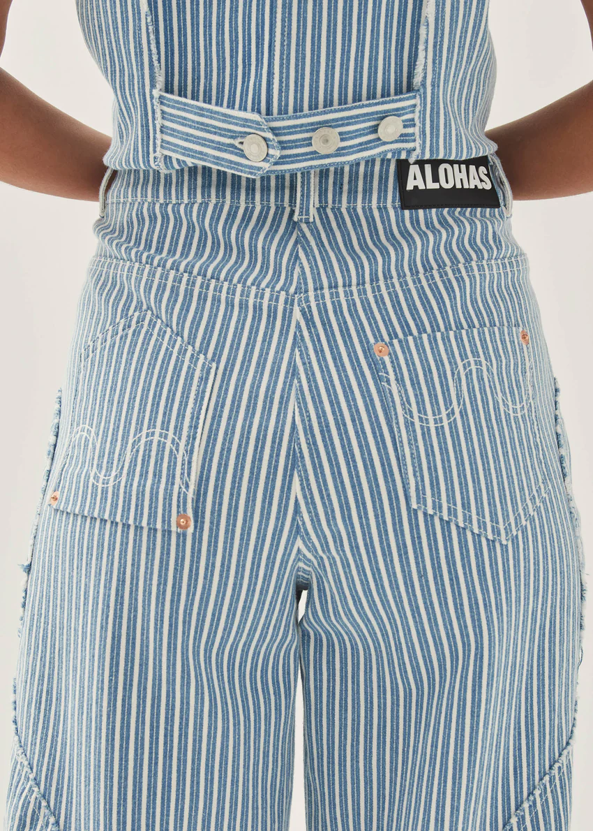 Lorenza Stripes Blue White Denim Trousers