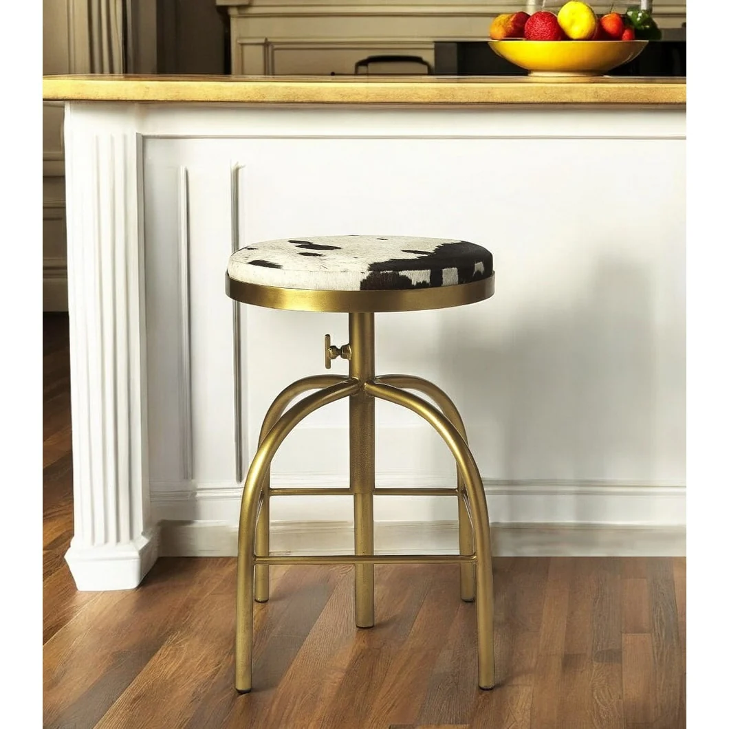 Hair on Hide Leather Bar Stool