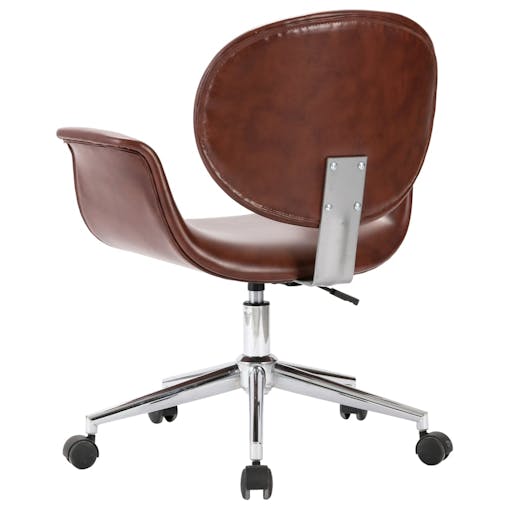 NNEVL Swivel Office Chair Brown Faux Leather
