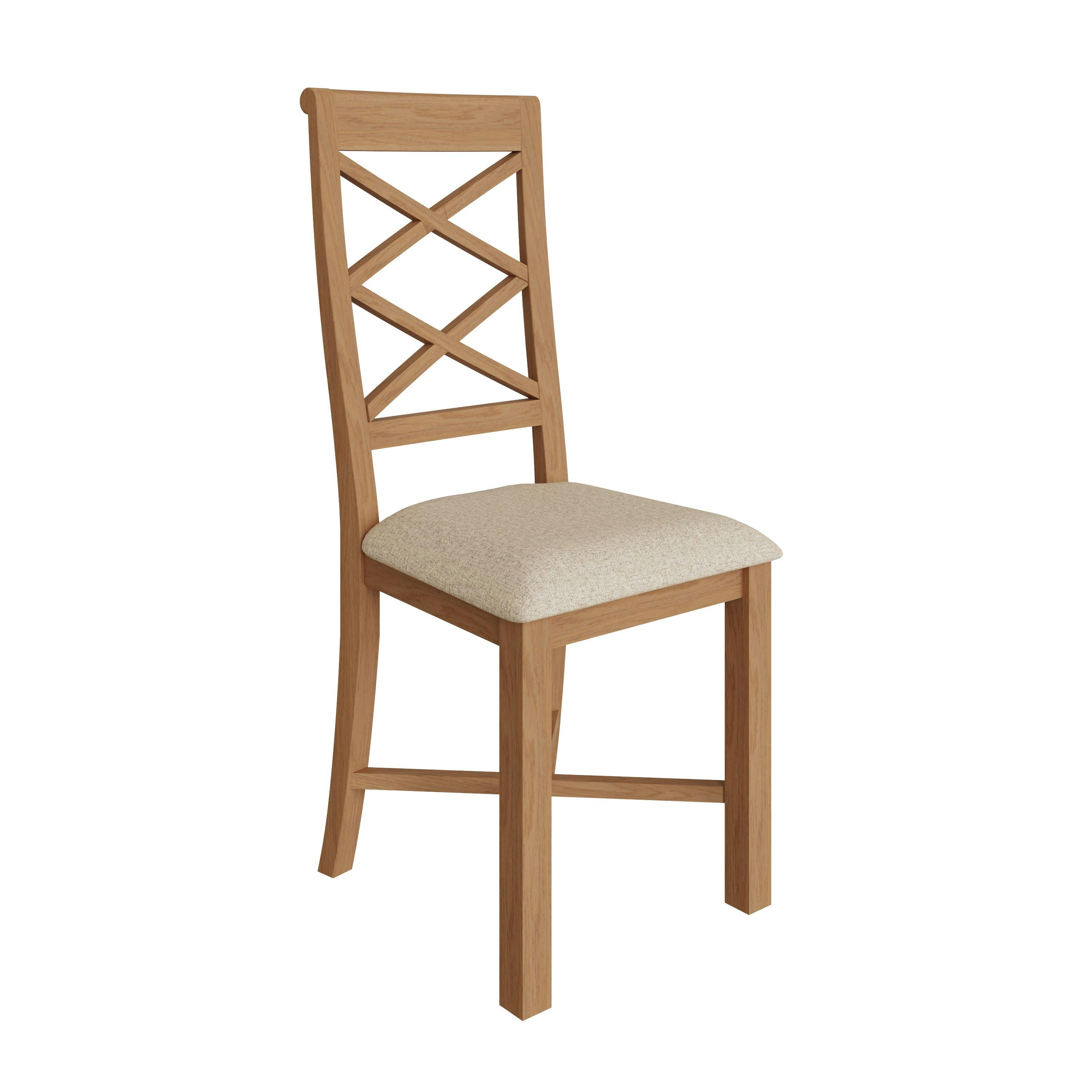 Chaise de salle à manger en bois de chêne et tissu, dossier croisé (lot de 2) CRUZ