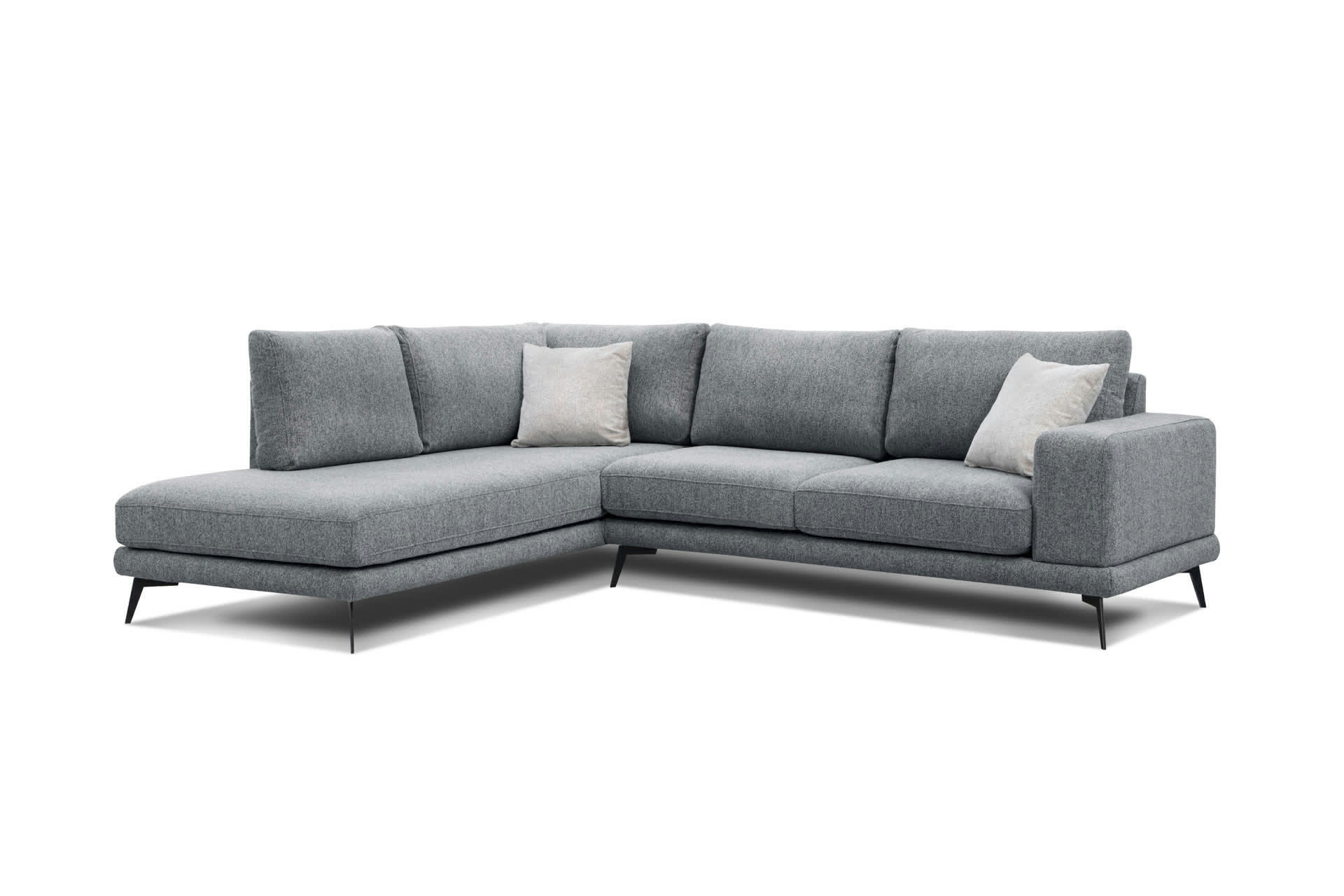 MEDIOLANE - Canapé d'angle gauche 5 places tissu gris