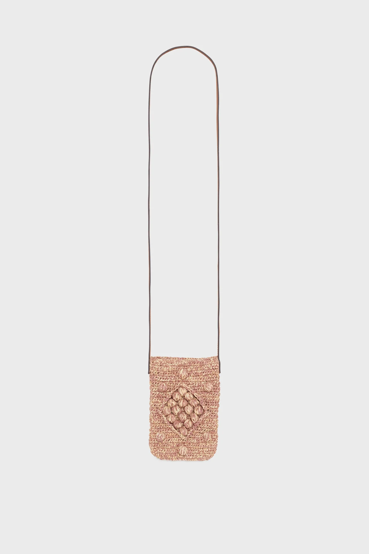 Porte téléphone en raphia et cuir - ROSIE