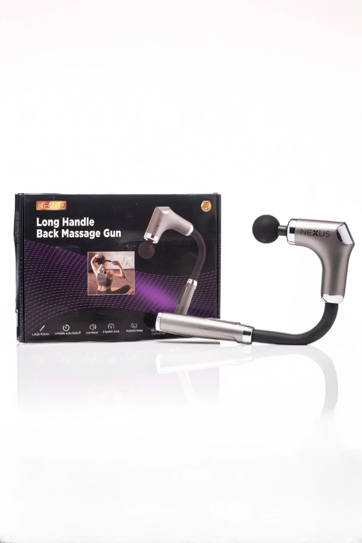 Nexus Long handle Massage Gun In Grey & Silver