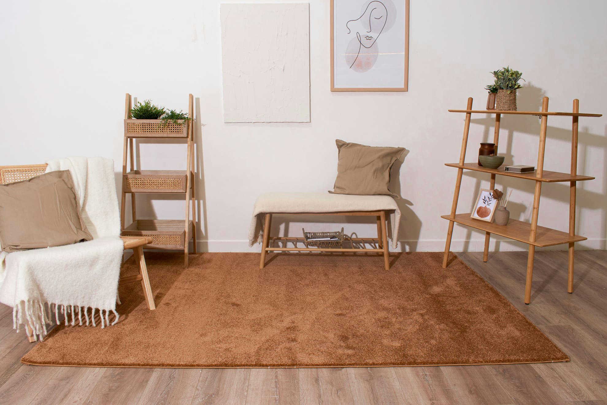 MEMPHIS - Tapis uni à poils ras - marron - 200x290 cm