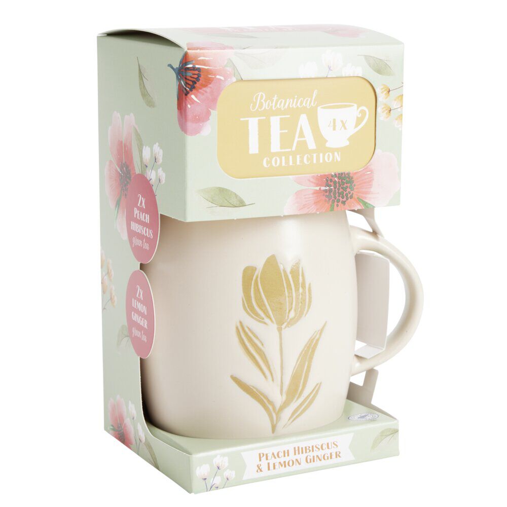 Coffret mug 330 ml avec 4 sachets de thé (3 modèles)