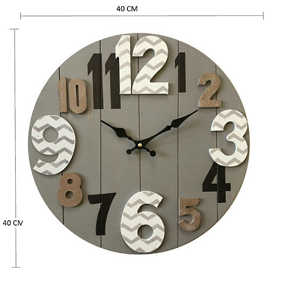 Horloge Murale Horloges Mdf Bois Moderne Gris 40x40x4,5