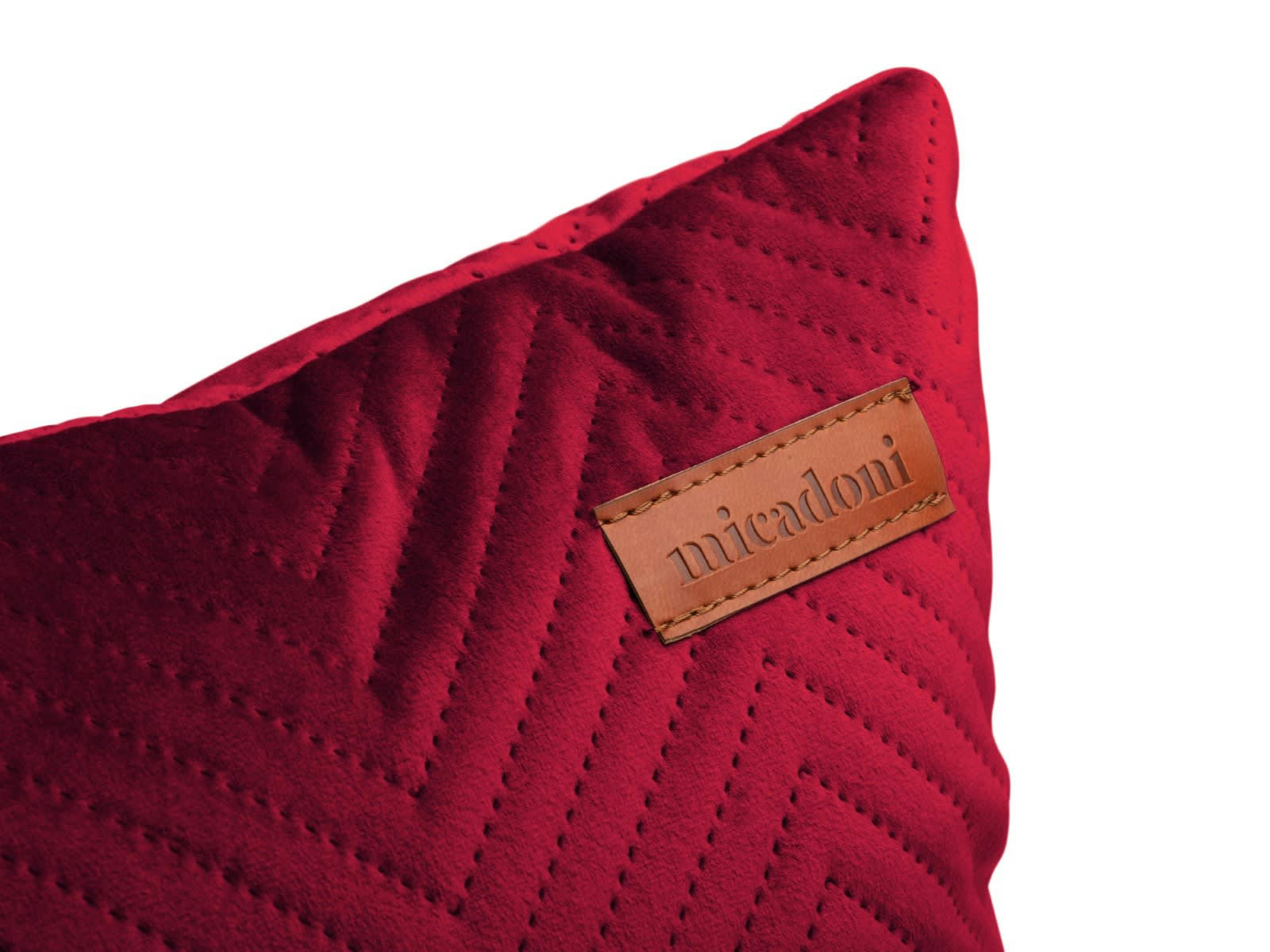 DONA - Coussin en tissu velours rouge 36x36x16cm