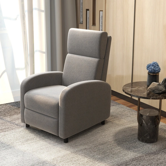 Relaxsessel, Liegefunktion, Leinenoptik, grau