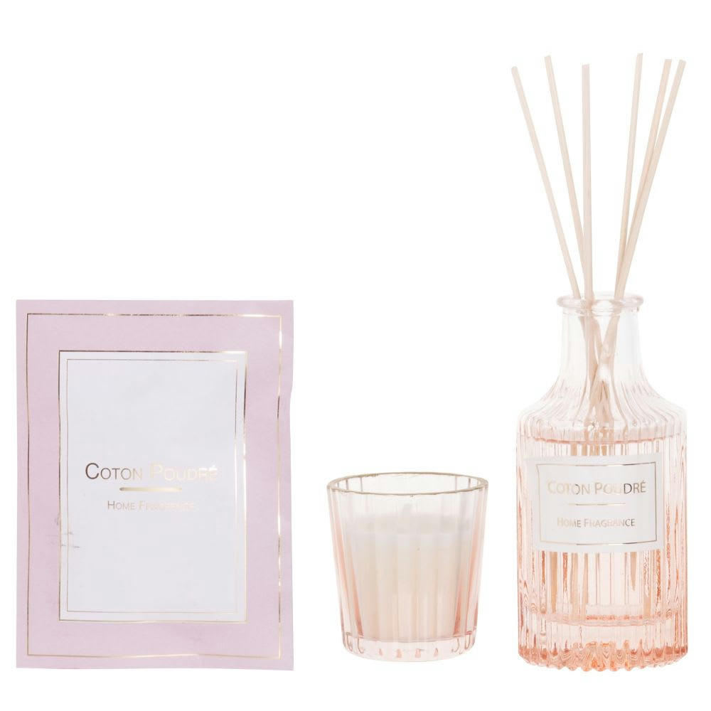 FERRARA - Diffuseur en verre et bougie parfumée support cage en métal doré
