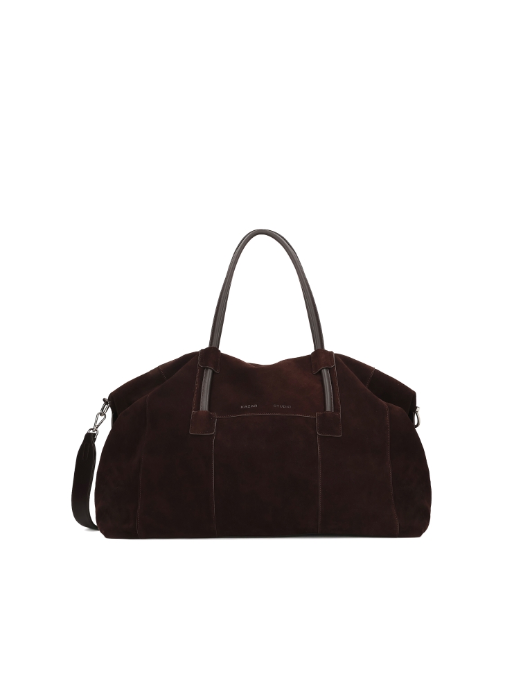 Brown suede travel bag
