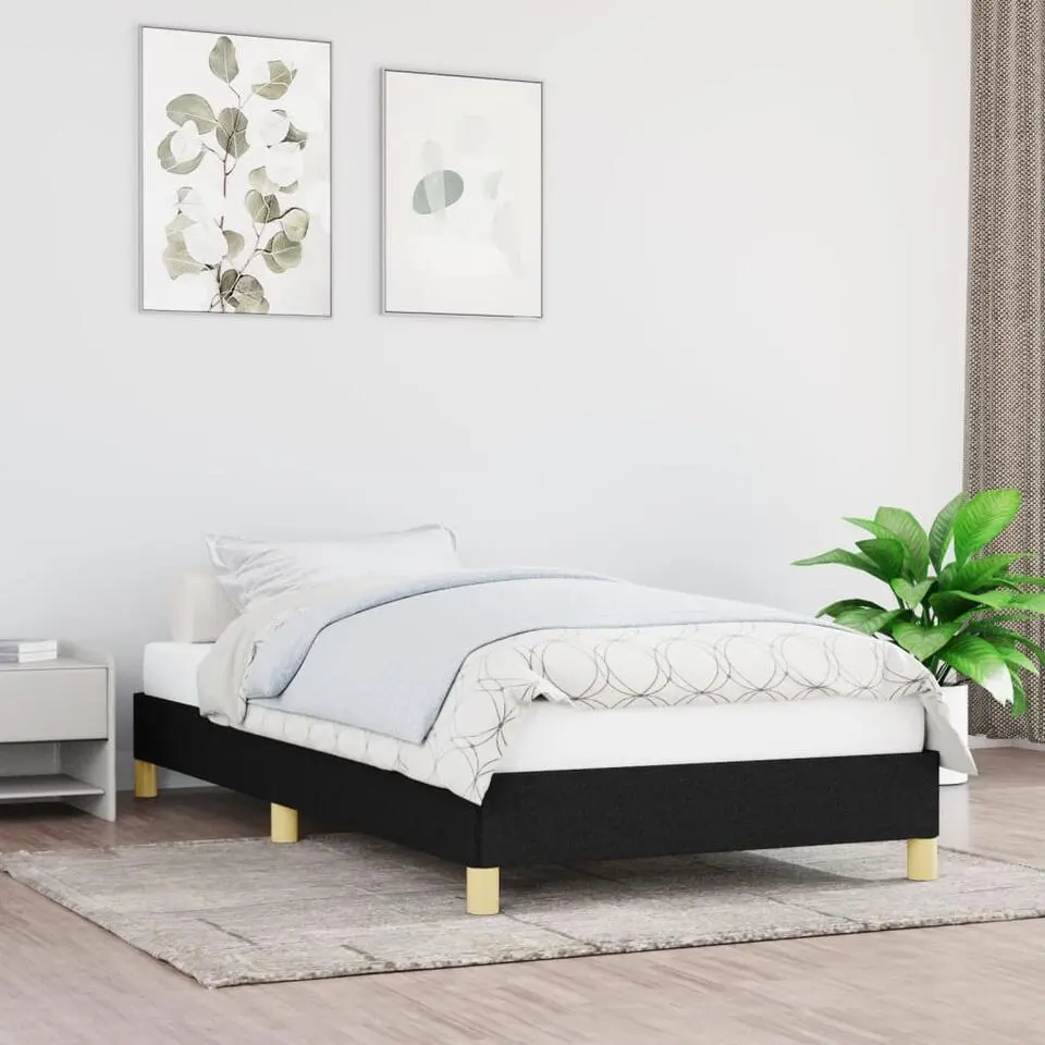 vidaXL - Bed frame met lattenbodem zonder matras Zwart - Stof - 90x200 cm