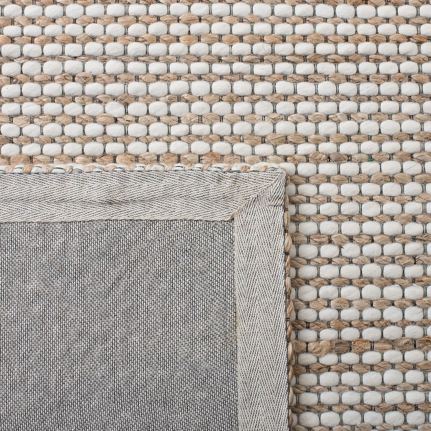 SAFAVIEH Natural Fiber Collection Area Rug - 9' x 12', Natural & Ivory, Handmade Farmhouse Jute & Wool, Ideal for High Traffic Areas in Living Room, Bedroom (NFB553A)