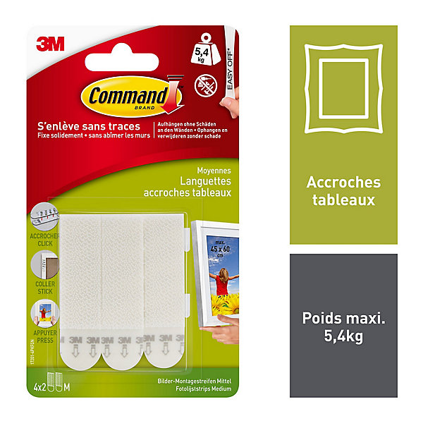Languette de fixation pour tableaux moyen modèle Blanc vendue par 8 pièces