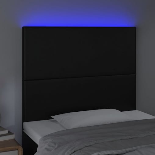 NNEVL LED Headboard Black 80x5x118/128 cm Faux Leather