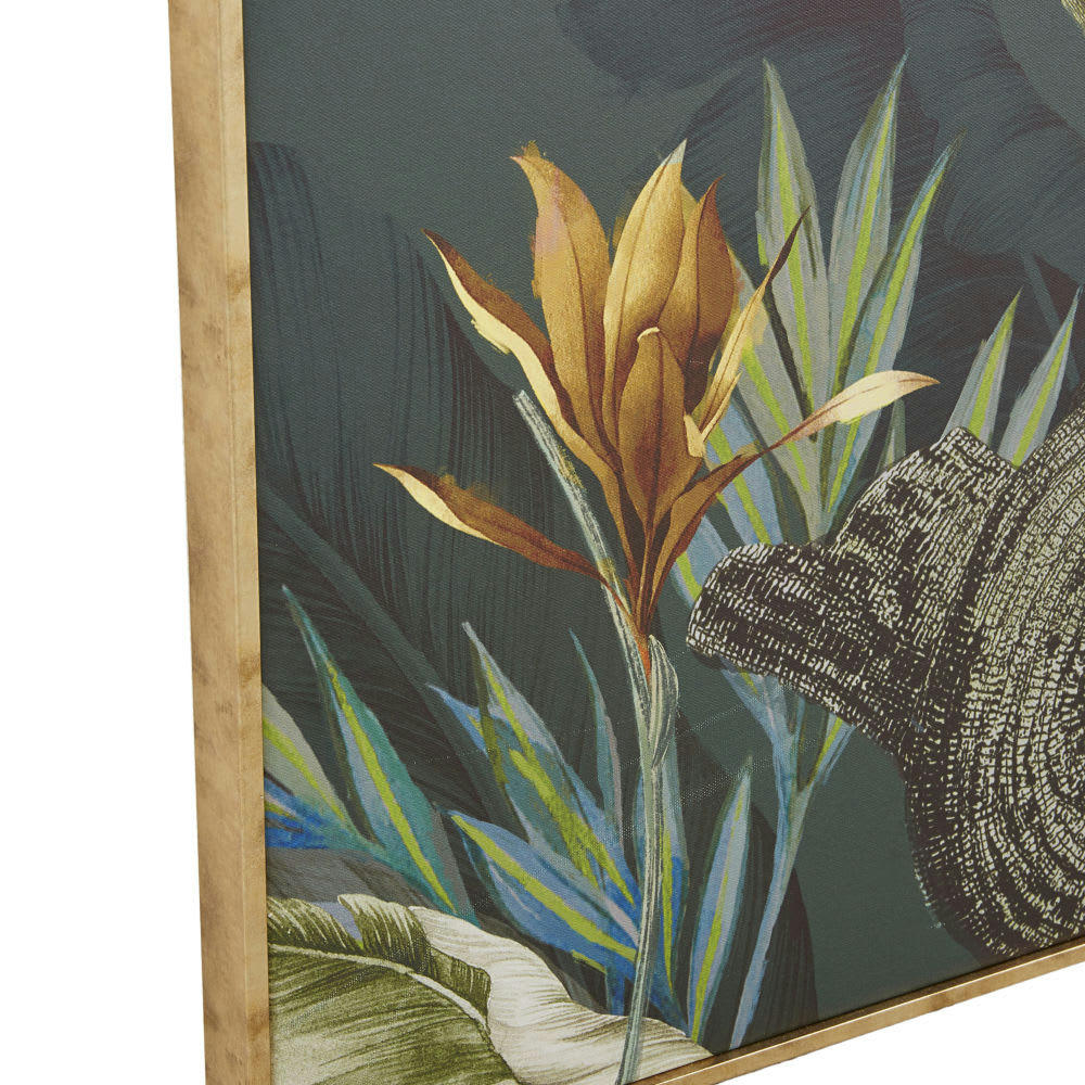 PAPPAGALLO - Toile impression oiseau vert et noir 87x115