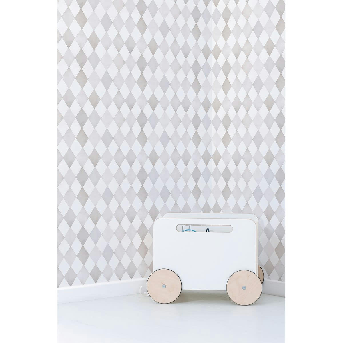 SELENE - Papier peint enfant motif harlequin en Papier Gris 50x1000 cm