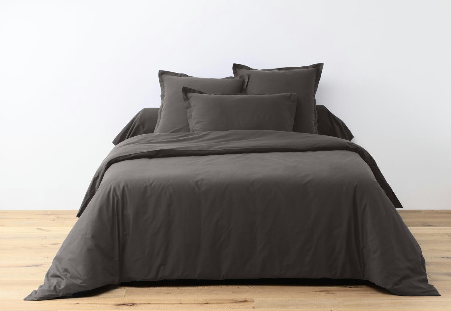 UNI BP - Parure housse de couette coton gris 200x200 cm
