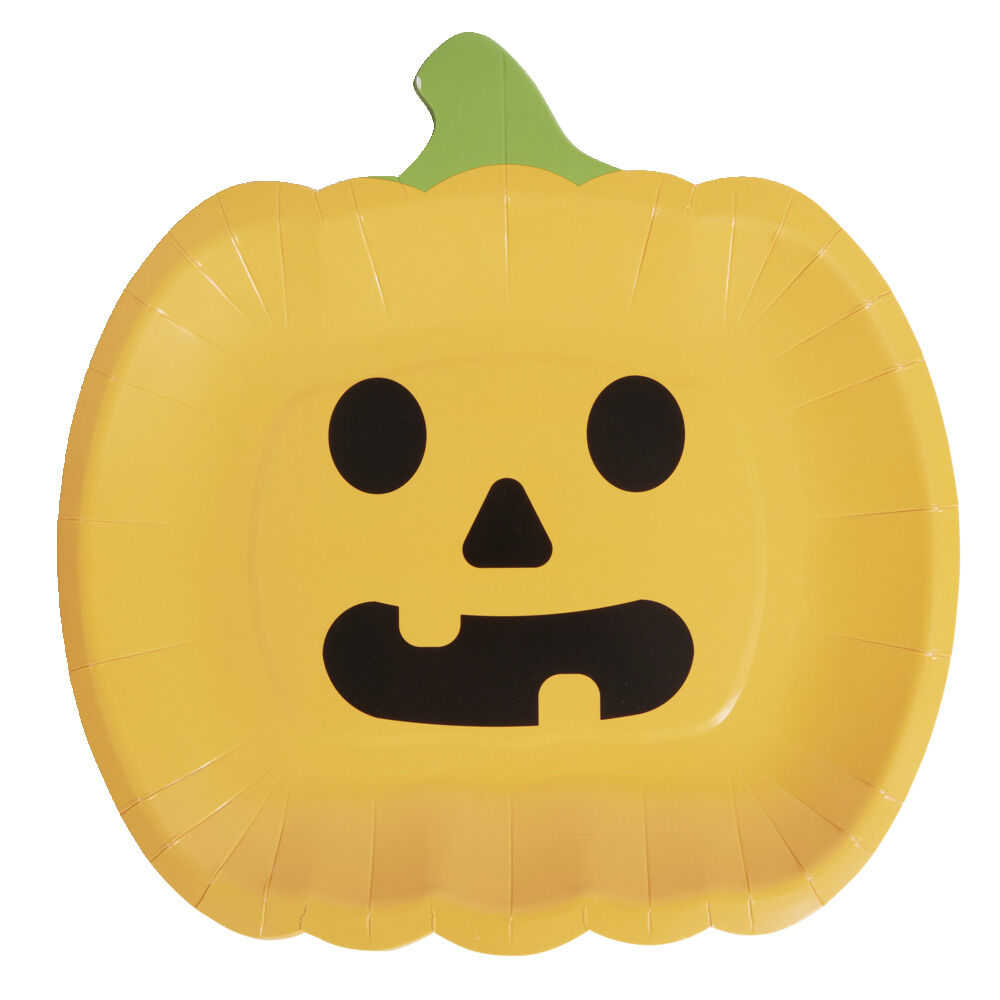 Lot de 8 assiettes en carton Ø23cm design citrouille Halloween