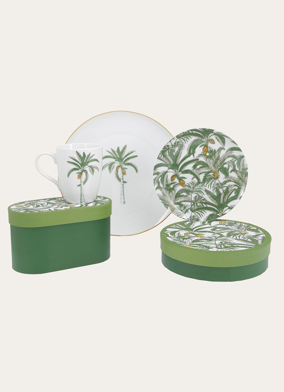 COFFRET 2 MUGS MOTIF VÉGÉTAL vert