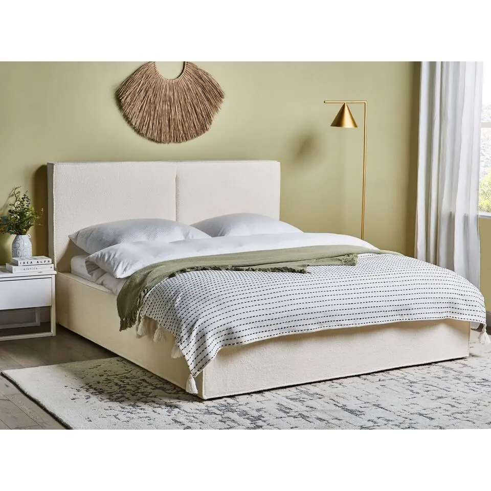 MOISSAC - Tweepersoonsbed - Off-white - 160 x 200 cm - Polyester
