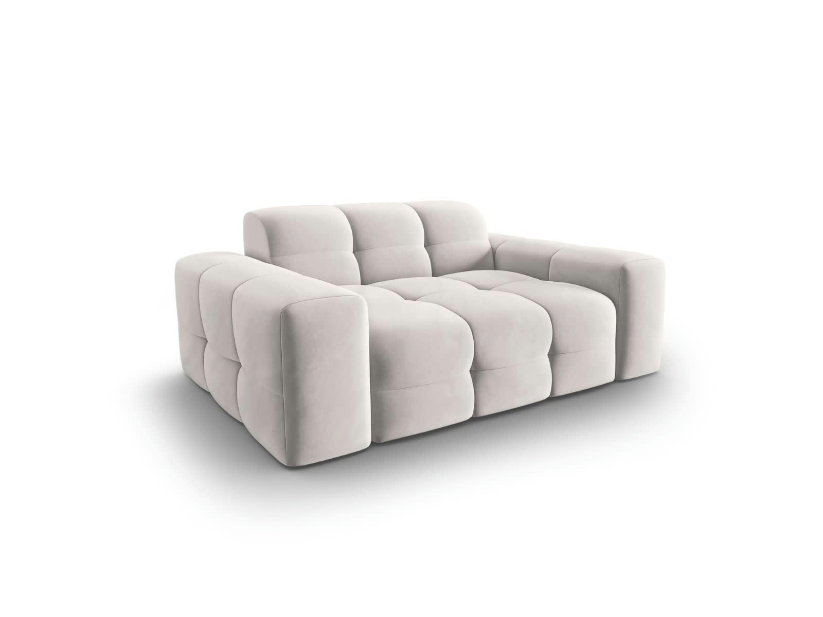 KENDAL - Canapé 2 places en tissu velours gris clair