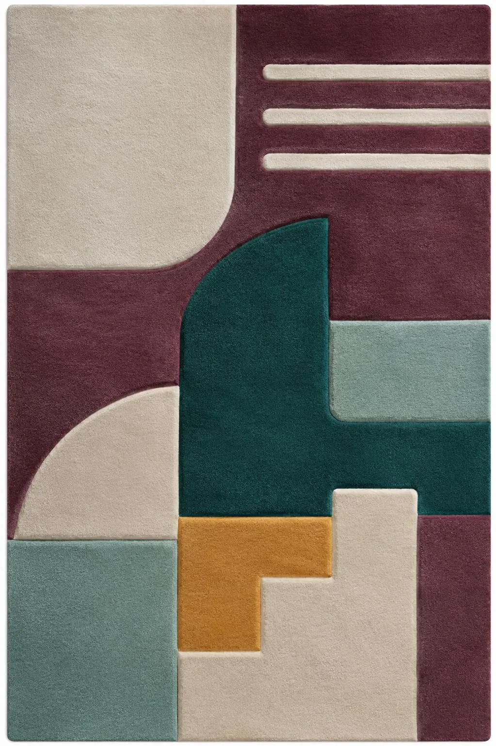 Modern Geometric Tufted Wool Rug | Mid Century Abstract Area Rug for Living Room, Hotel Suite & Balcony | Hand Tufted Color Block Carpet