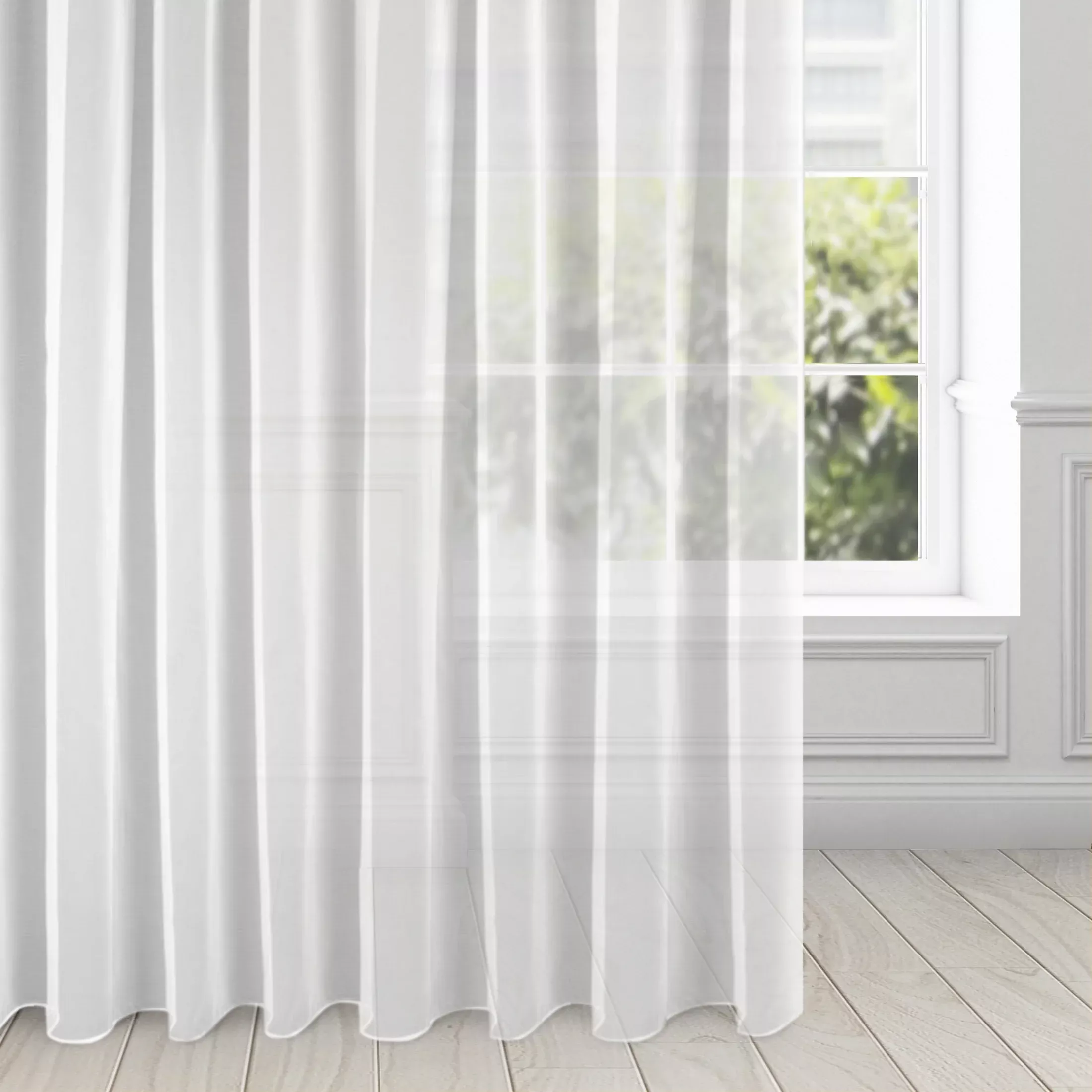 Firana biała z lekkiej i błyszczącej tkaniny 400x250 cm taśma ESEL ELLA LINE