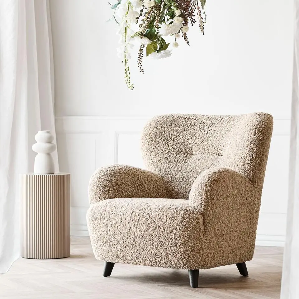 Fauteuil Lichtbruin Stof - 84x86x87cm - Lunaro