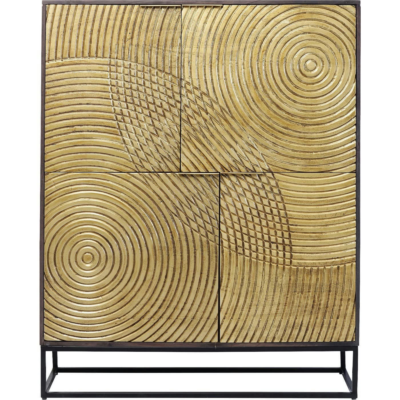 CIRCULO - Armoire 4 portes en acacia et manguier massif doré