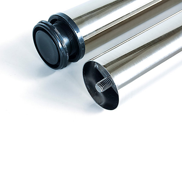 Emuca Lot de 4 pieds de table, diamètre 60mm, H 830mm, Acier, Nickel satiné