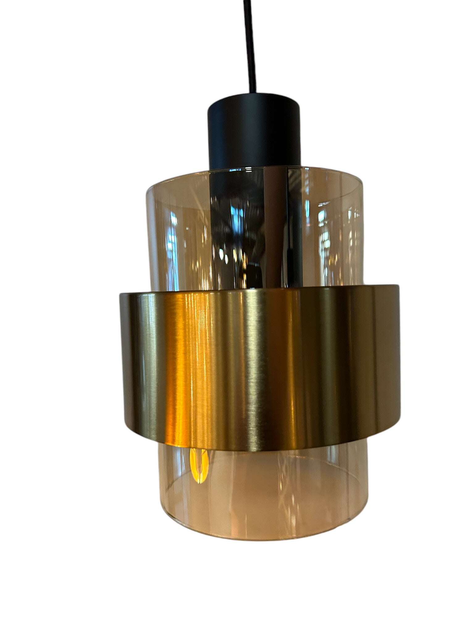 Freelight Freelight Hanglamp Chiasso Zwart goud & Amber Glas 4 Lichts