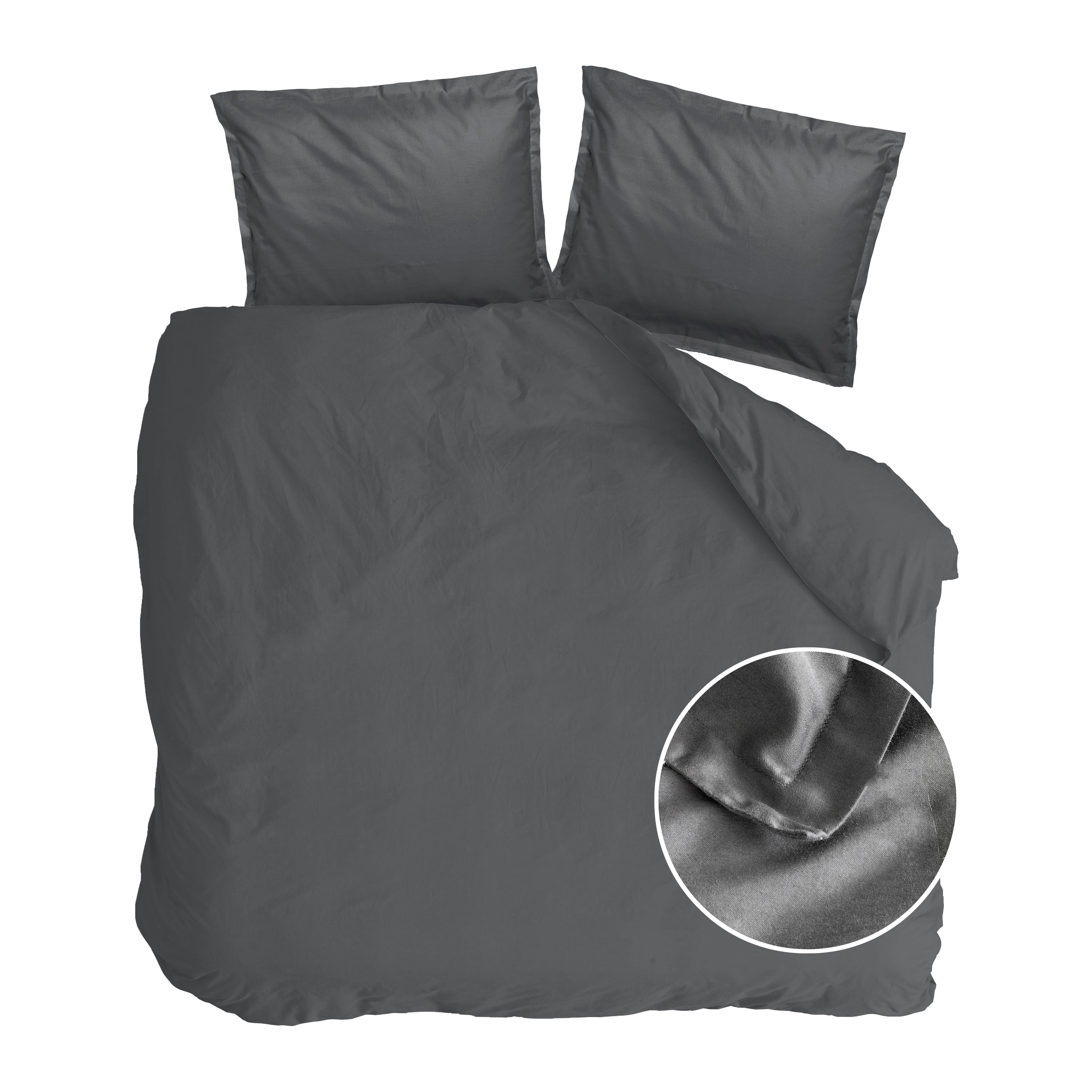 Walra Vintage Satin Dekbedovertrek 240 x 220 cm - Antraciet