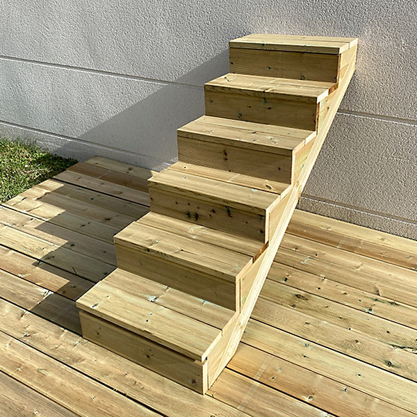 BERLIN Escalier extérieur bois 6 marches H 105cm L-60cm - avec contre marche