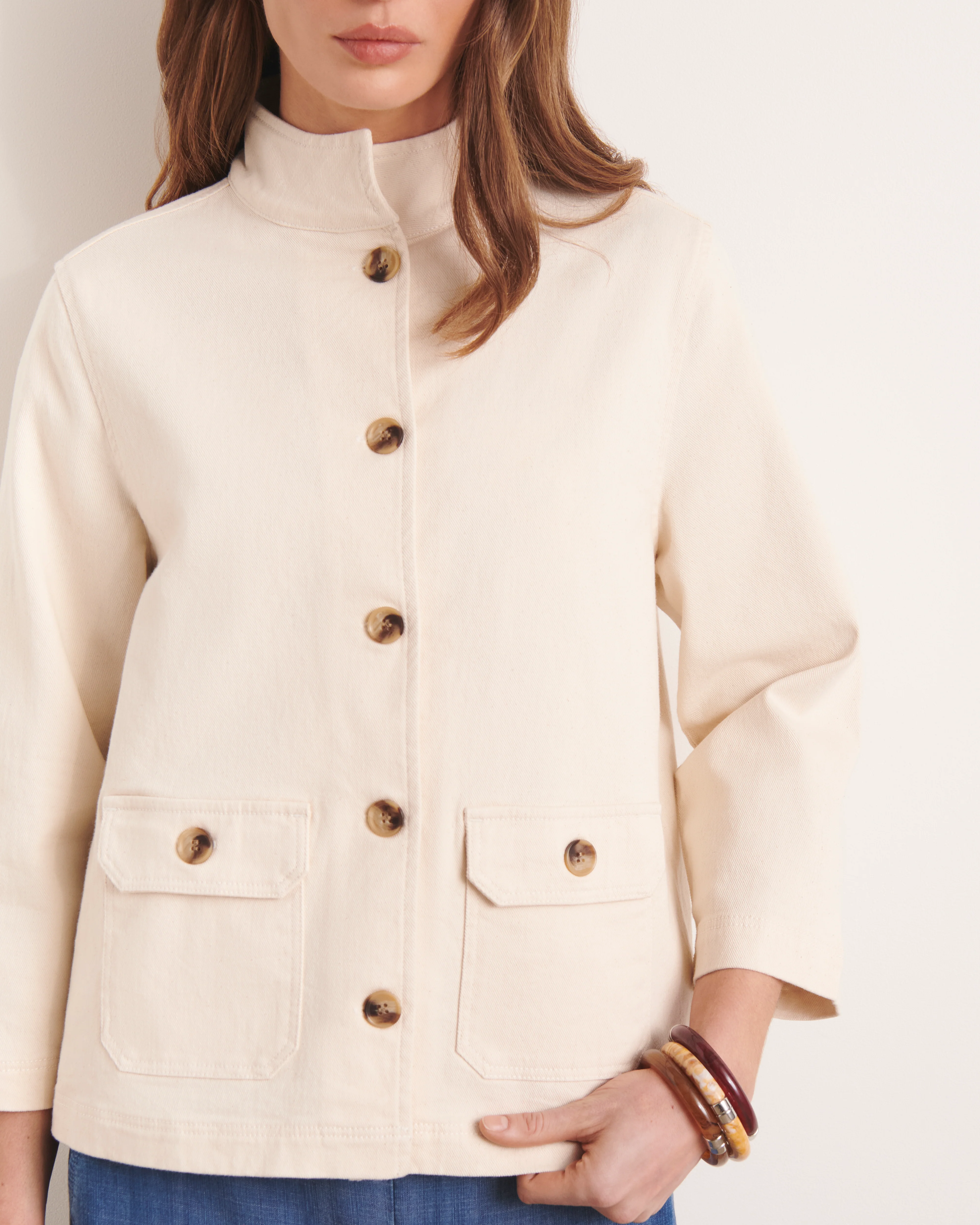 Veste beige col droit BERRINE/13172/007