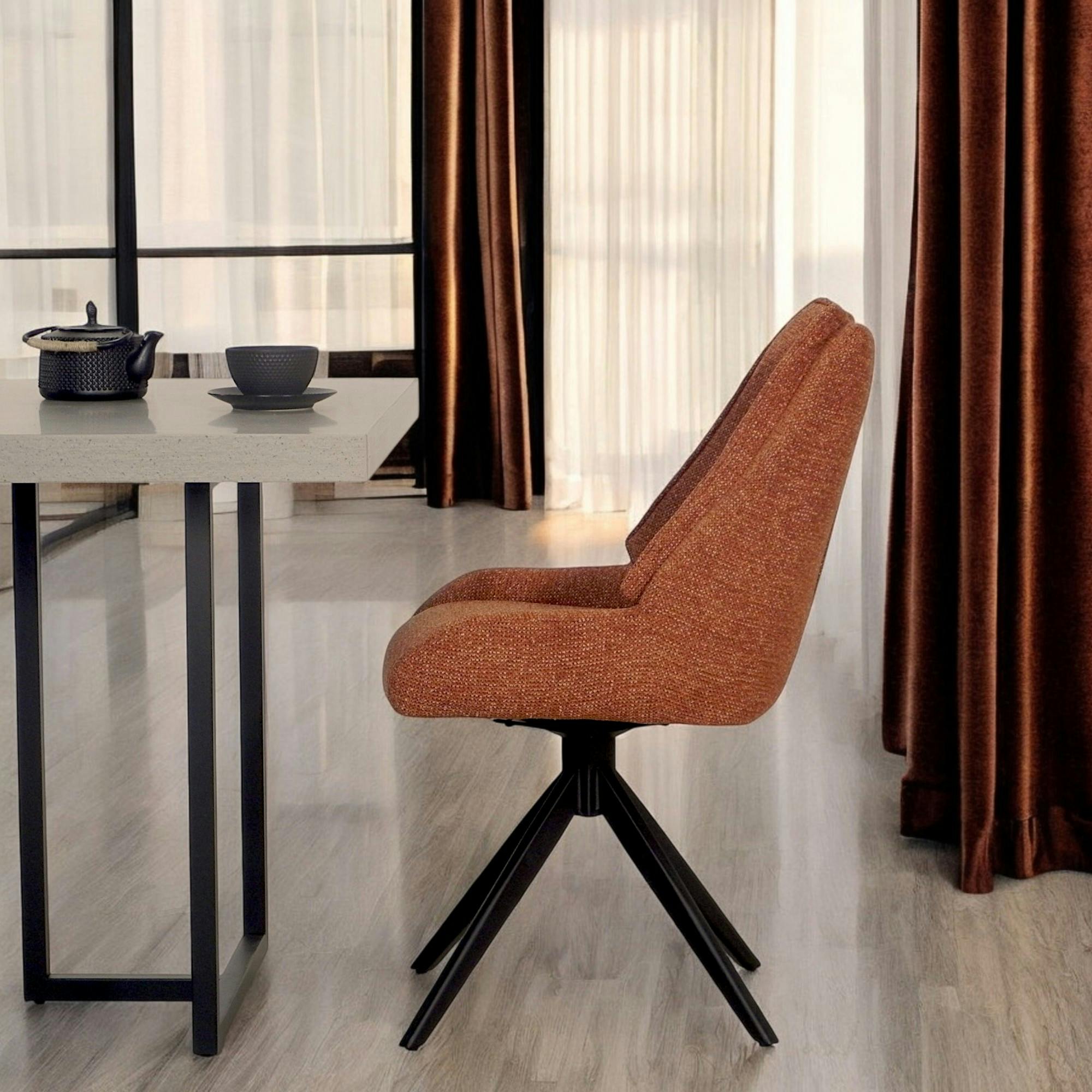 Chaise terracotta pivotante en velours texturé (lot de 2) IENA