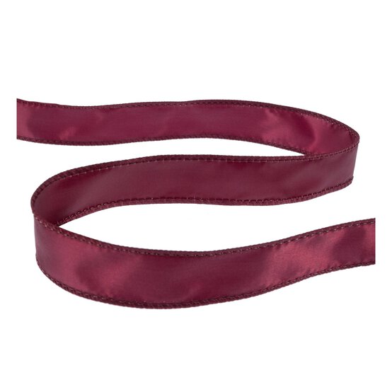 Burgundy Wire Edge Satin Ribbon 25mm x 3m