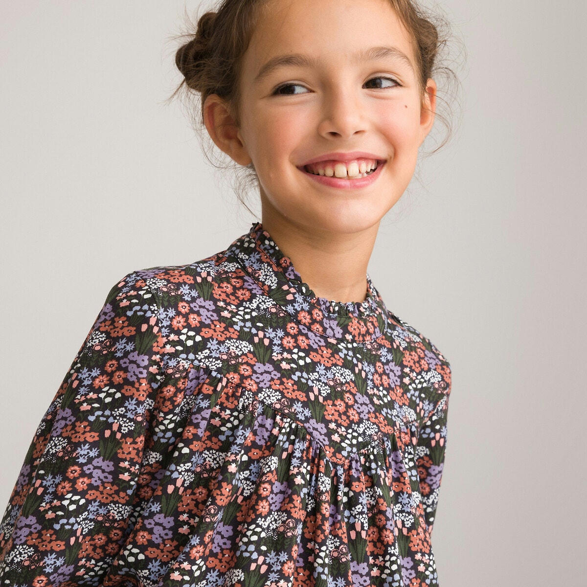 Blouse col montant manches longues imprimé