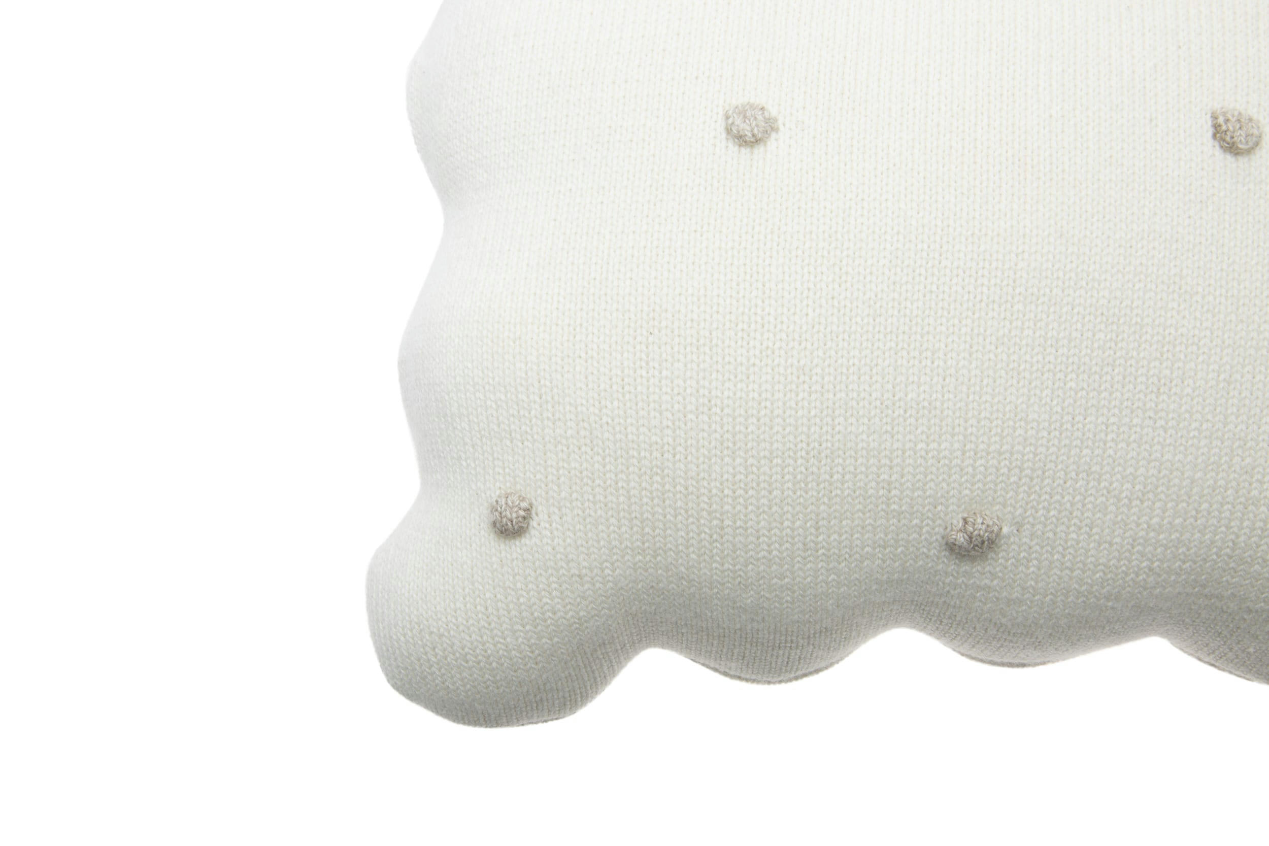 BISCUIT - Coussin rond biscuit de coton blanc 25x35