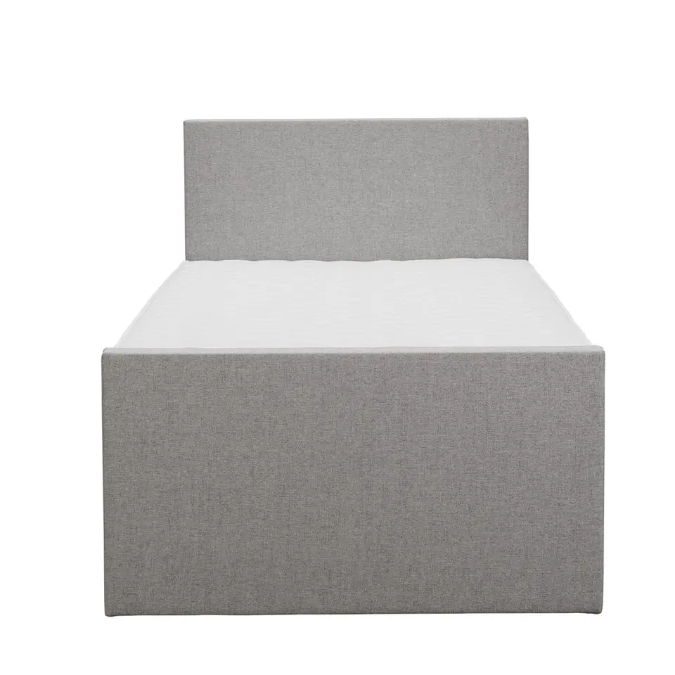 Boxspring met opbergruimte en voetbord Liv egaal - lichtgrijs - 120x200cm