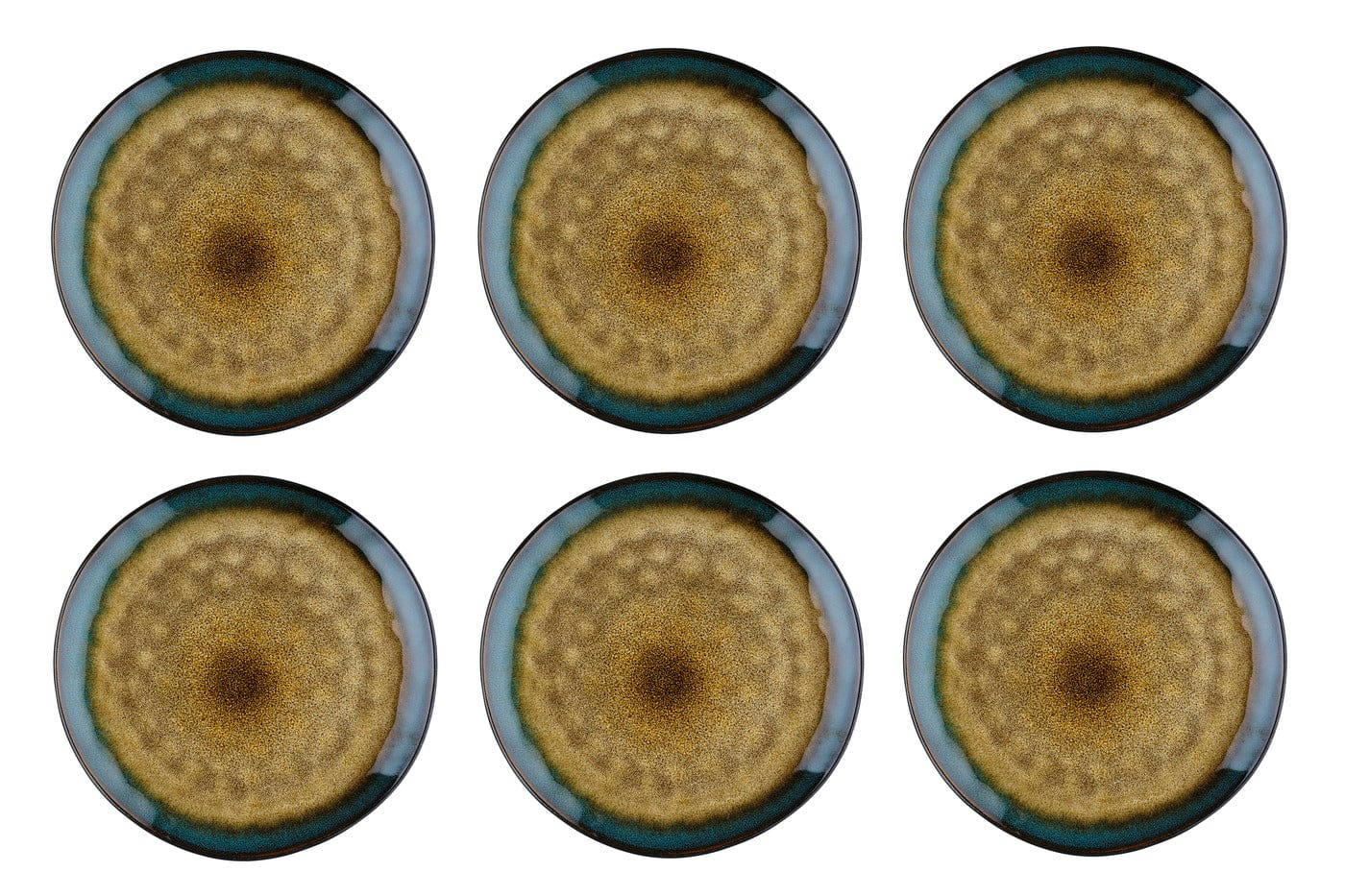 REACTIV - Lot de 6 assiettes plates en grès marron D28