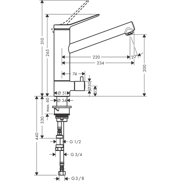 Waschtisch-Einhebelmischer »Zesis M33«, SP-EHM 200, chrom