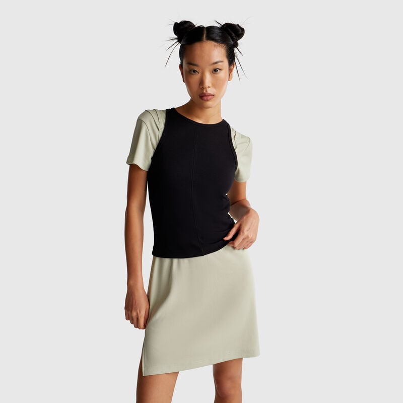 Tank top in stretch cotton and Modal blend