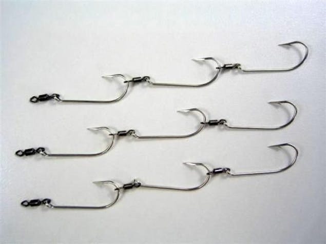 Mustad Pre-Rigged Deluxe Swivel Gang Hooks 3/0 X 3 Sets