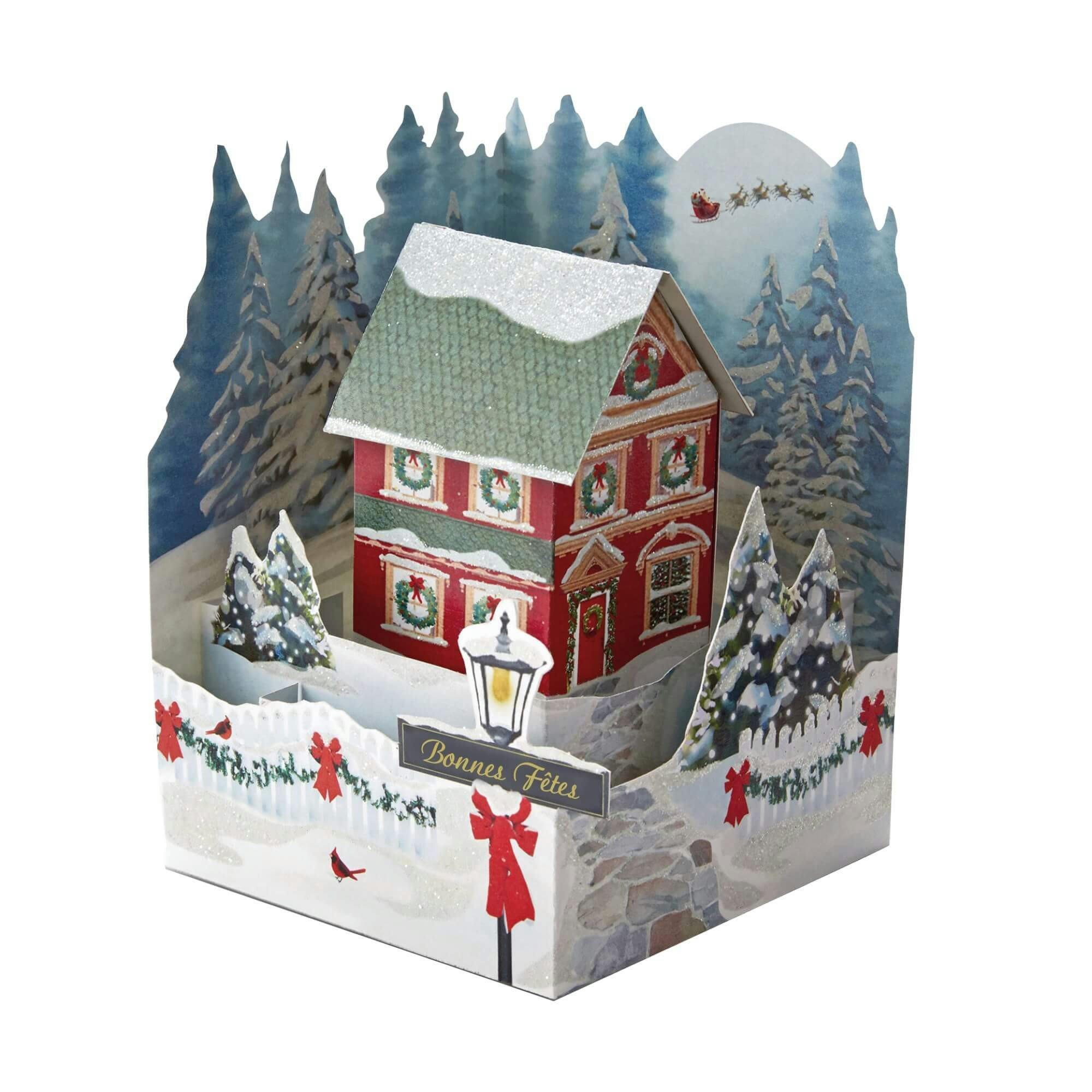 - Carte de voeux noël pop-up 3d maison enneigée