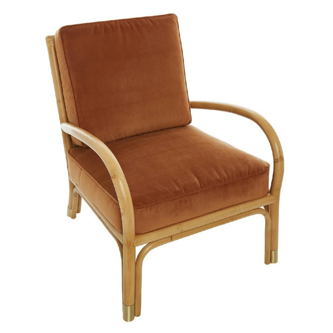 RIVIERA - Fauteuil rotin et velours