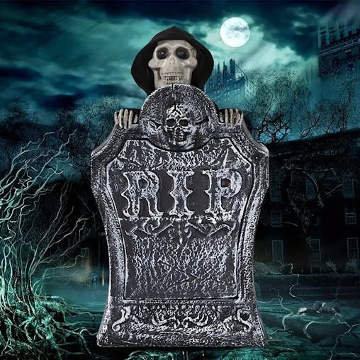 NNETM Haunted Resin Tombstone: Illuminated Graveyard D&eacute;cor with LED Lights