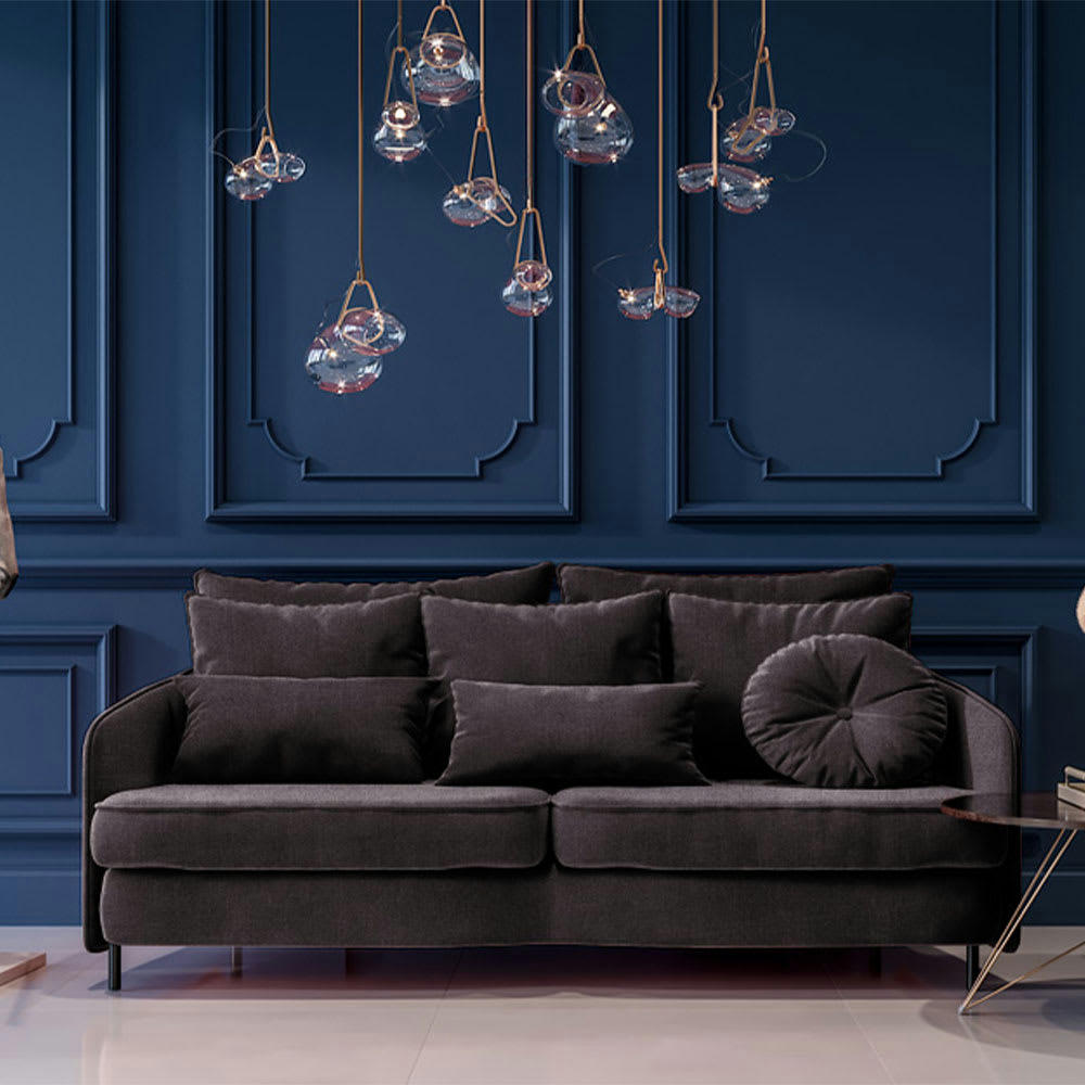 TREMEZZO - Canapé 3 places tissu droit gris foncé