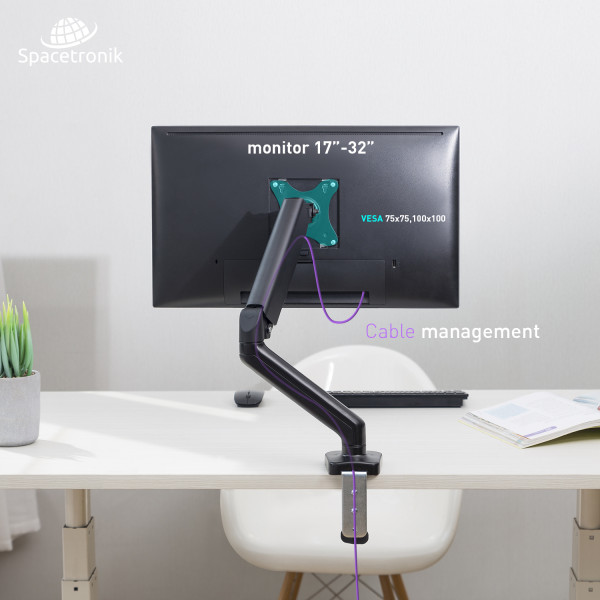 Uchwyt gazowy regulowany na monitor Spacetronik SPA-G110