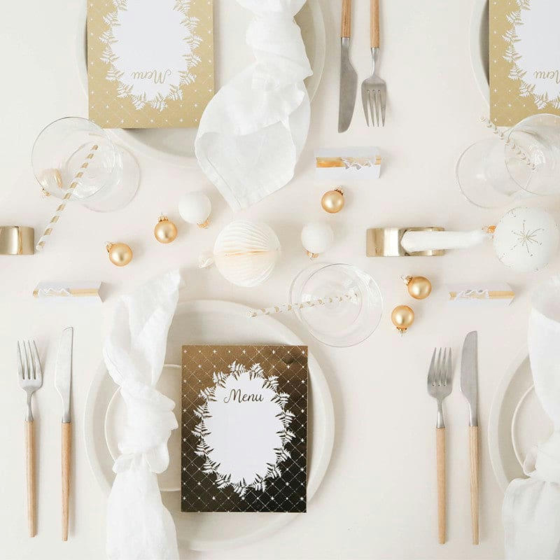 - Kit Complet Décoration De Table Élégante Blanc Et Or