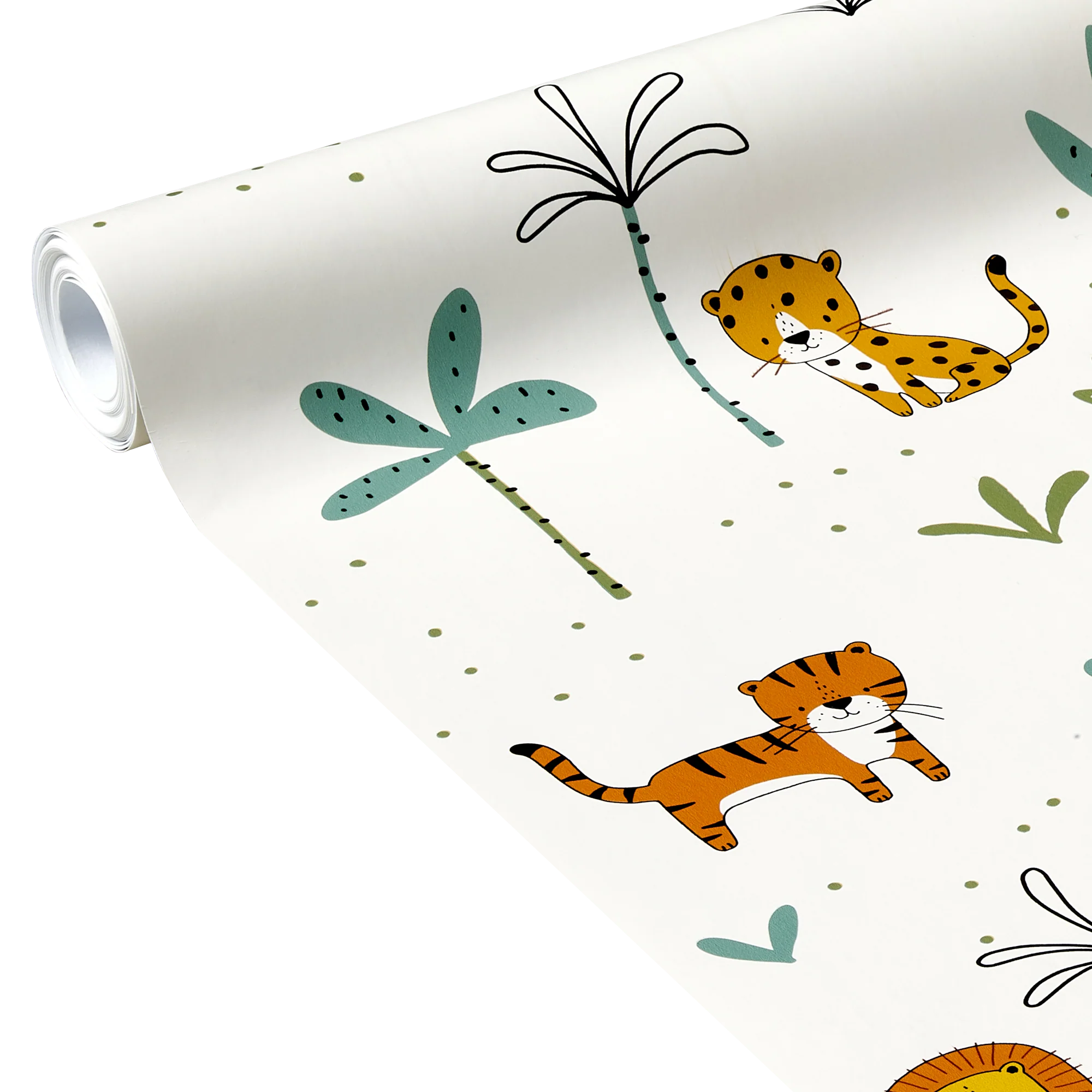 Papier peint intissé MASAI MARA vert kaki, jaune et orange